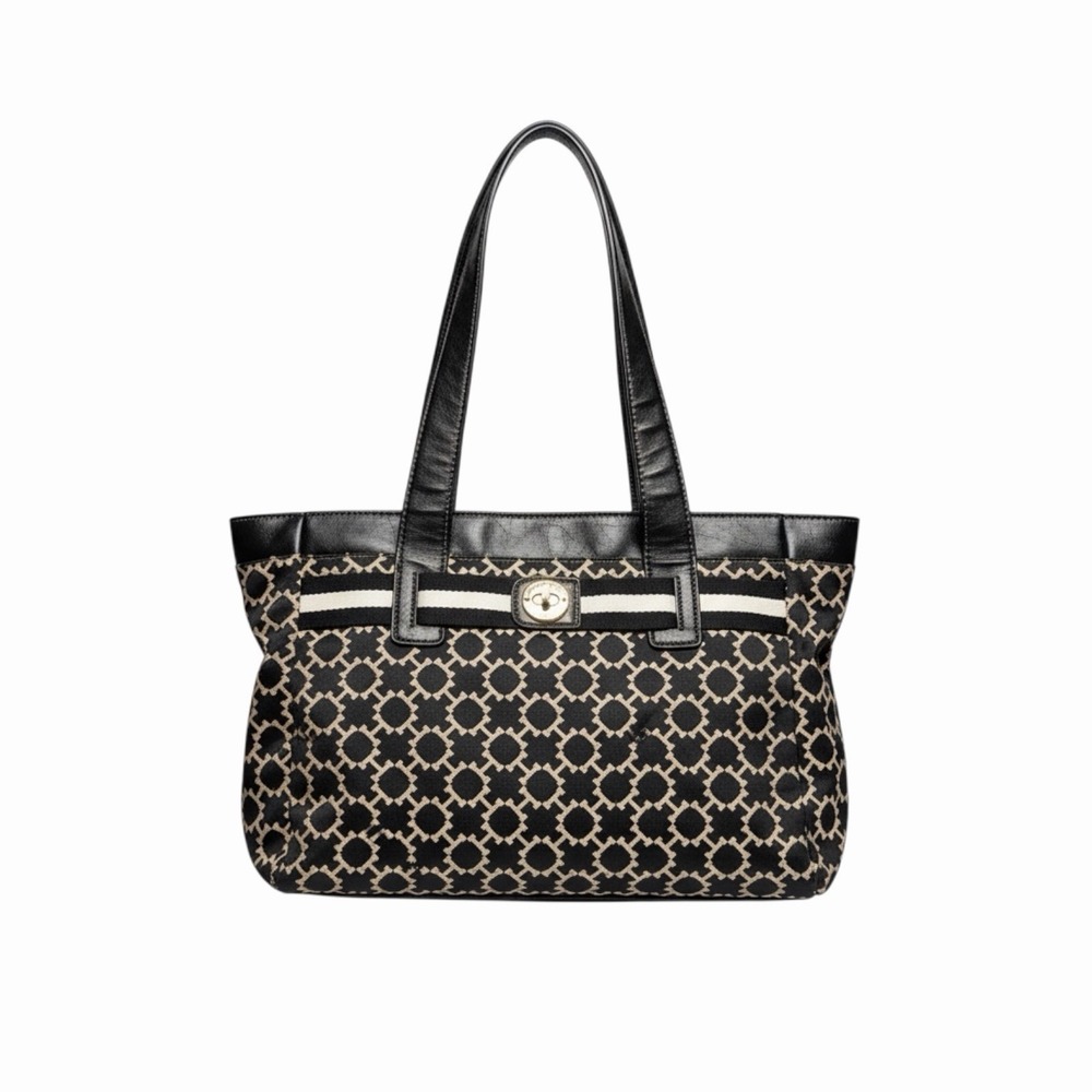 Tommy Hilfiger Logo Jacquard Tote Bag Black Cream Shoulder Bag